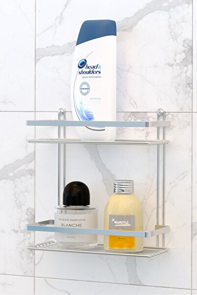 Teknotel Διώροφη θήκη για σαμπουάν μπάνιου από χρώμιο ES067