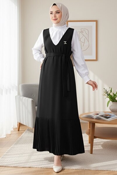 Modamorfo Φούστα Πλισέ Ζώνη Gilet -μαύρο