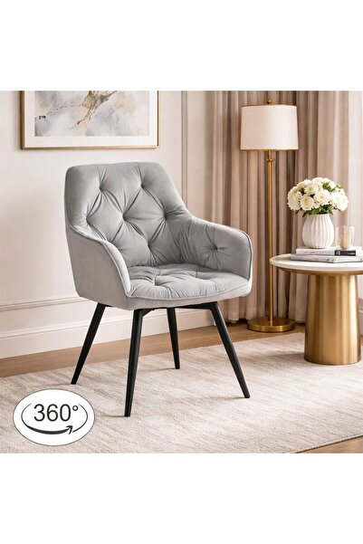 Artool Scaun stil fotoliu bucatarie/living, Artool, York, rotativ, catifea gr...