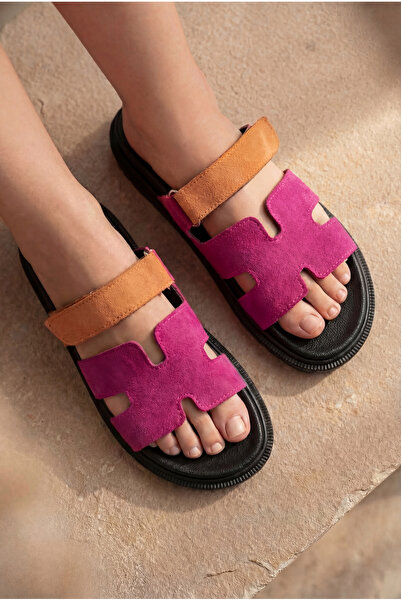 Shoebuo Papuci de damă din piele cu velcro