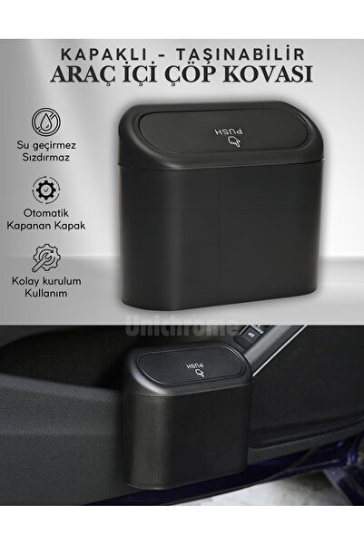 Unichrome Araba Çöp Kutusu Araç Içi Taşınabilir Kapaklı Organizer Çöp Kovası ...