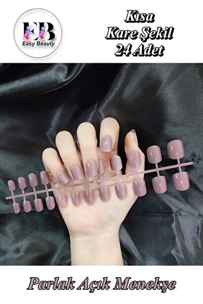 Easy Beauty 24 Adet Renkli Kare Kısa Takma Tırnak Seti 347