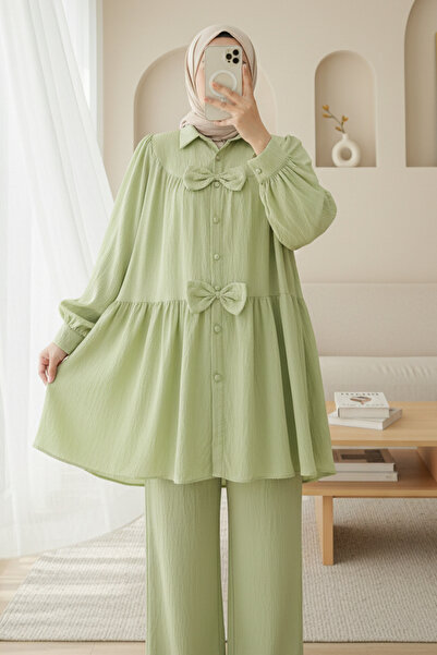 Modamorfo Πουκάμισο με λεπτομέρεια φιόγκου στο μπροστινό μέρος - Πράσινο του ...