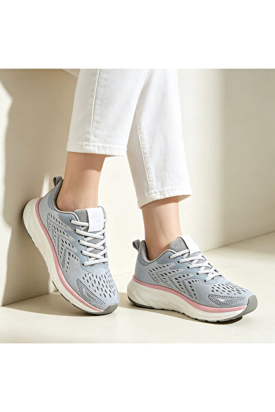 Tmall Pantofi sport de dama, 0144, usori, din material textil, Gri cu Roz