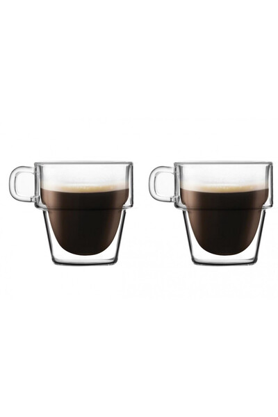 KRASINO Set of 2 Altmore coffee mugs, borosilicate glass, double walls, 250 ml
