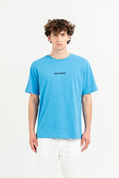 GMG FIRENZE Ανδρικό μπλουζάκι με λαιμόκοψη με τύπωμα 100% βαμβάκι oversized