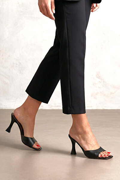 Gökhan Talay Παντόφλες Hannah Siyah με μεσαίο τακούνι 8 εκ.