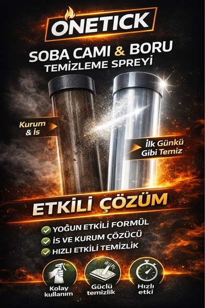 Onetick Pelet Soba Camı Temizleme ve Şömine Soba Camı Temizleme Spreyi 500ml ...