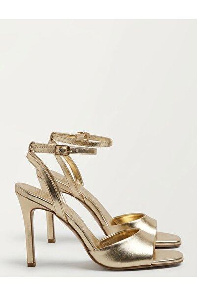 RMY SHOES حذاء سهرة ذهبي بكعب رفيع