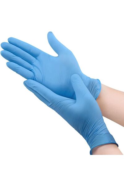 Dolphin Nitril Muayene Eldiveni Pudrasız Kalın Mavi M Beden 100 Adet-M