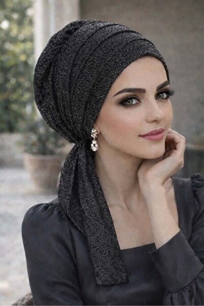 Aişe tesettür Καπέλο με ανθρακί λάμψη με σάλιο