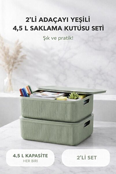 Okyanus Home Linea Smart Box Πράσινο 4,5 Lt Κουτί αποθήκευσης πολλαπλών χρήσε...