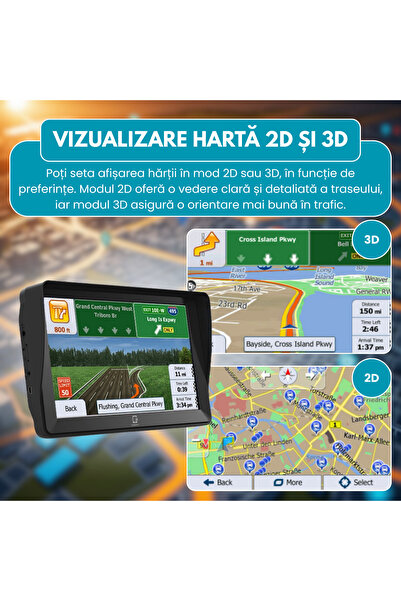 FAMIFY Sistem de navigație GPS portabil de 7 inch, 8 GB, 256 MB RAM, 1200 mAh, Hărți ale Europei + Actualizări gratuite, Negru