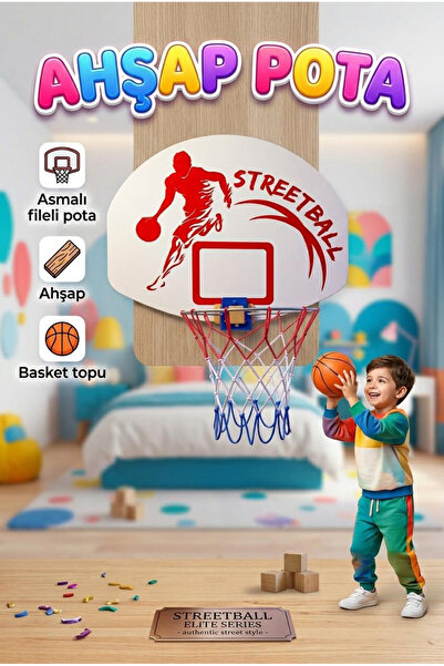 Tıfıl Toys Ahşap Basketbol Pota - Renkli - Seri No:225