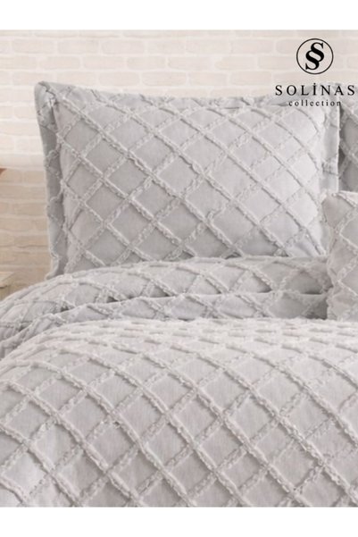Solinas Collection Cuvertură de pat Lora İnce Piqué Gri King Size (270 cm x 260 cm)