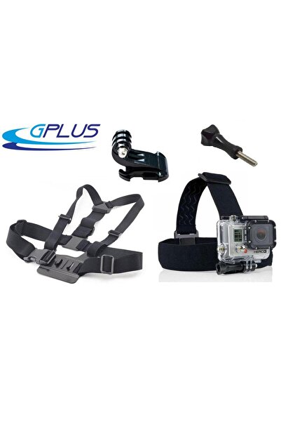 Gplus Gopro Eken Sjcam Kafa Bandı Göğüs Kemeri 4 Parça Set ST004