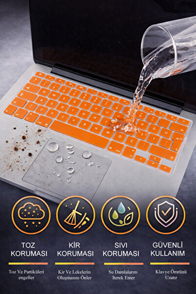 Mcstorey Macbook Kılıf Air Pro Klavye Koruyucu Türkçe Harf Baskılı Eski USB,H...