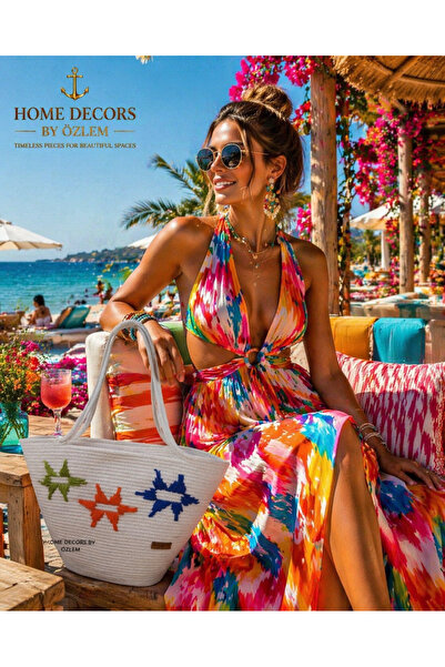 home decors by özlem Ecru Shoulder Bag Beach Bag Daily Bag Straw Bag Handmade...
