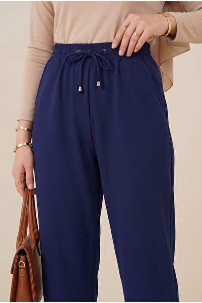 Modamorfo Beli Lace-Up Narrow Leg Trousers -Laci