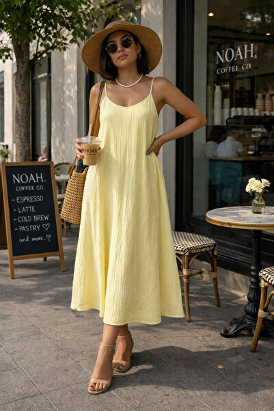 İLKCET MODA Casual γυναικείο φόρεμα με εσωτερική γραμμή και ρυθμιζόμενο λουράκι