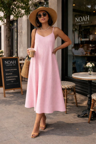 İLKCET MODA Casual γυναικείο φόρεμα με εσωτερική γραμμή και ρυθμιζόμενο λουράκι