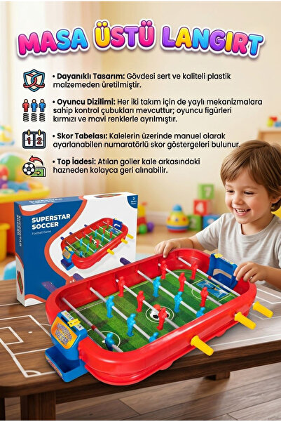 Tıfıl Toys 2 Kişilik Süper Star Futbol Masaüstü Langırt Skor Tabelalı 2 Adet ...