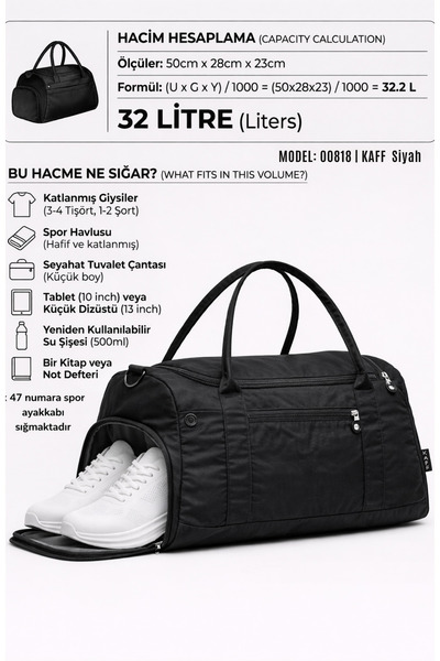 KAFF Μαύρα αδιάβροχα υφασμάτινα παπούτσια με λουράκι ώμου - 0818 Model Sports...