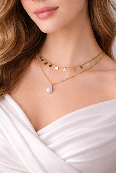 Atika Moda 316L Vacuum Coated Stainless Steel Layer Necklace