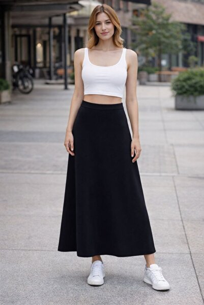 Maison La Femme Γυναικεία μαύρη μακριά φούστα