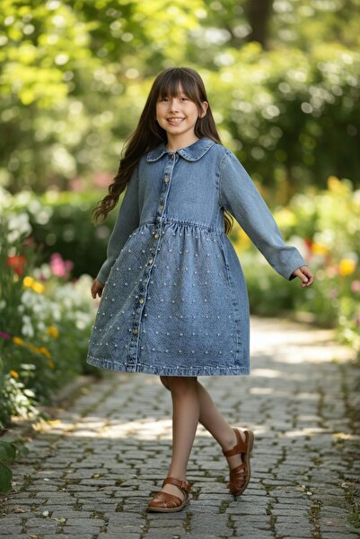 QUB CLUB Κοριτσίστικο Εορταστικό Φόρεμα με Κέντημα και Πέτρες