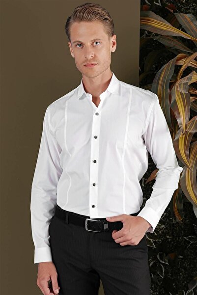 Efor Erkek GK 700 Slim Fit Beyaz Klasik Gömlek