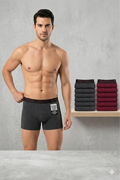 MODA YILDIZ 12 Τεμάχια Οικονομικό ελαστικό ύφασμα Boxer Short Smoked-burgundy...