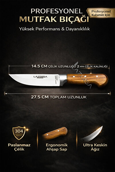 LAZBİSA Hand Craft Mutfak Bıçak Seti Et Ekmek Sebze Bıçağı 6 Lı Set Günlük Kullanım ( Mtf-038 )