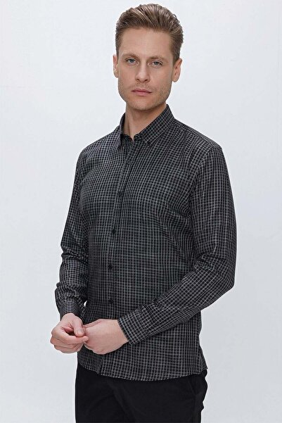 Efor Erkek GK 662 Slim Fit Siyah Klasik Gömlek