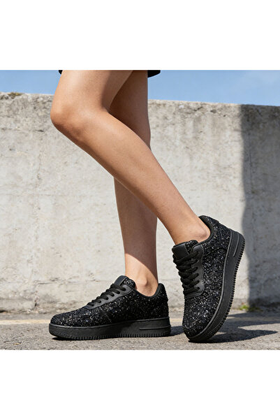 Tmall Pantofi sport de dama , Cu talpa groasa,Piele ecologica, 1287,Negru