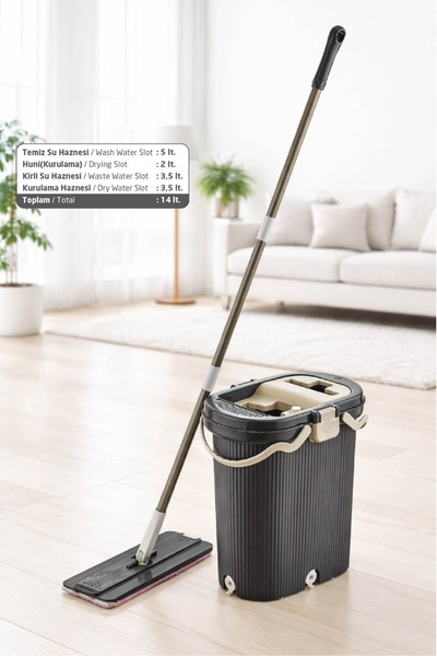 VİP AHMET Vipset Pro Tablet Mop Temizlik Seti %100 Temiz Su Antrasit (Temiz &...