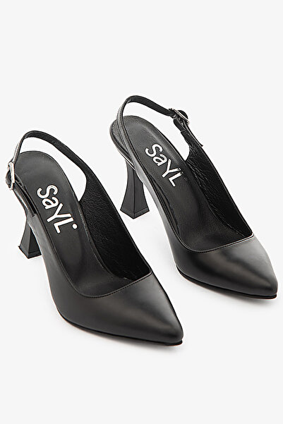 SAYL Γυναικεία παπούτσια με τακούνι στιλέτο από γνήσιο δέρμα μαύρο στιλέτο με...