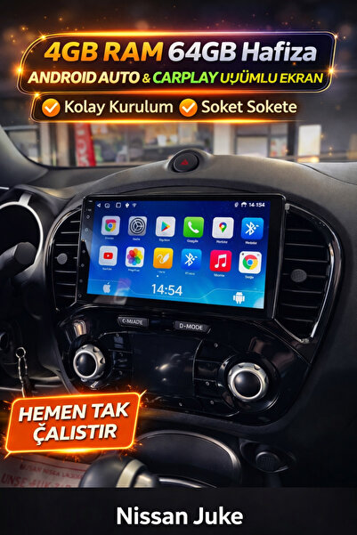 Grade Power 4GB RAM 64GB HAFIZA Nıssan Juke Uyumlu Hafıza Android Multimedya ...