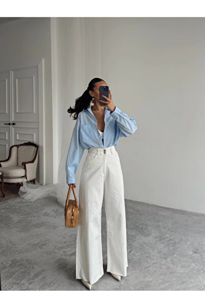 mydukkan.co Τζιν με φαρδιά ζώνη - Λευκό