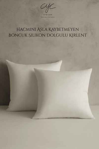 Cyc Atelier Premium 2'li Ultra Dolgun Kare %100 Boncuk Silikon Kırlent İçi Yı...