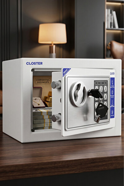 Closter C17wh Ev Tipi Çelik Para Kasası 17x23x17 Cm Beyaz