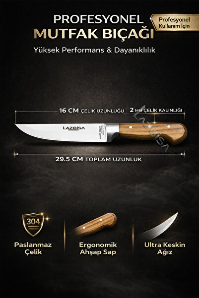 LAZBİSA Hand Craft Mutfak Bıçak Seti Et Ekmek Sebze Bıçağı 5 Li Set Günlük Kullanım ( Mtf-037 )