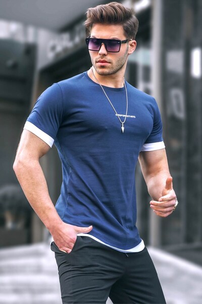 Madmext Ανδρικό μπλουζάκι Basic Navy Blue 4459