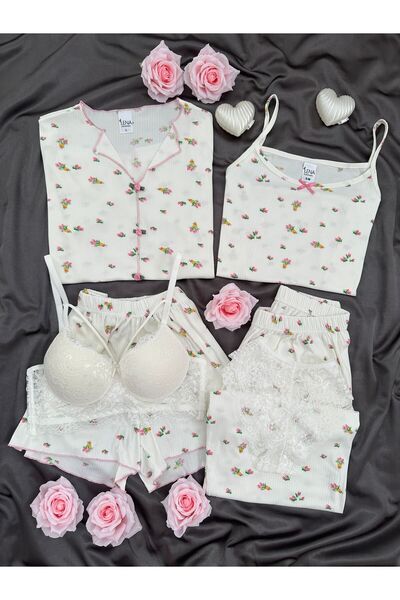 Lena Homewears 6-Piece Oslo Fabric Patterned Pajama Set with Women's Underwear