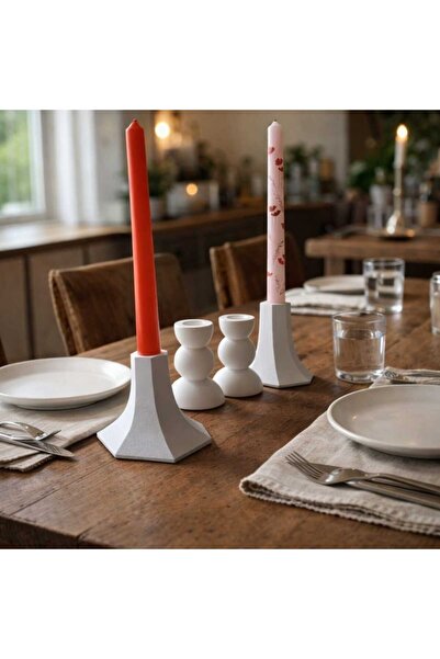 YILDIZ DECOR 4 Adet Dekoratif Şamdan Mumluk Beyaz Mumluk, Tealight Pinterest ...