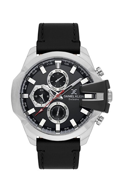 Daniel Klein DK.1.13849-1 Exclusive Tüm Fonksiyonları Aktif Deri Kordonlu Siy...