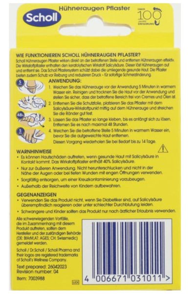 Scholl (SU GEÇİRMEZ, SALİSİLİK ASİTLİ) Nasır Bandı Plasteri 4 Adet
