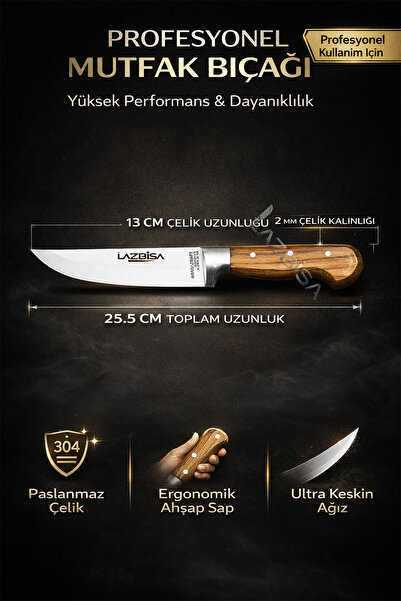 LAZBİSA Hand Craft Mutfak Bıçak Seti Et Ekmek Sebze Bıçağı 5 Li Set Günlük Kullanım ( Mtf-037 )