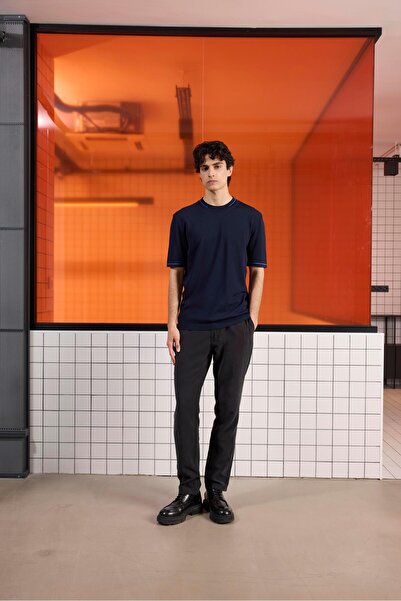 GMG FIRENZE Ανδρικό πουλόβερ με λεπτομέρεια πλεκτού με λαιμόκοψη