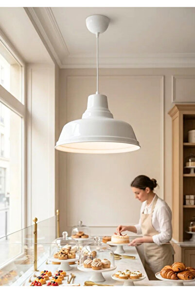 HOMİNG Robi Metal Beyaz Retro Beyaz Sarkıt Ev Restoran Cafe Ayd-3709